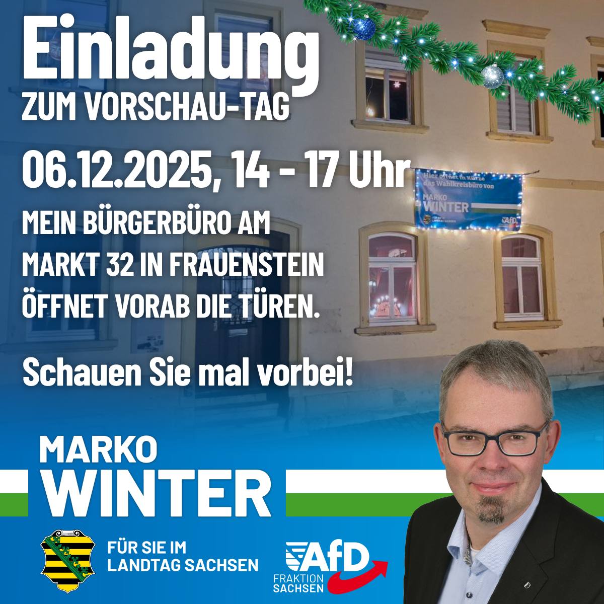 Einladung zum Vorschau-Tag in Frauenstein - 6.12. 